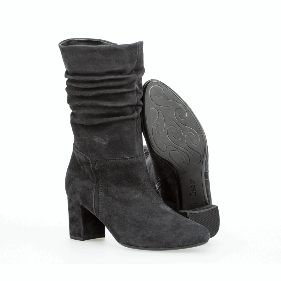 Bottes Mi-hautes Souples à Talon Carré Bleu Marine Gabor | Exclusif